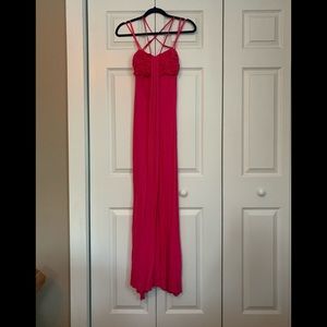 Strappy Hot Pink maxi Dress BCBG